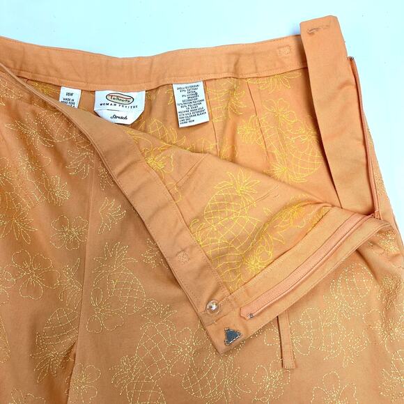 VTG Talbots Woman Petites Capri Pants 16W Embroidered Pineapples Summer Tropical - Picture 3 of 7